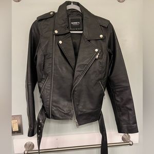 Barney's Originals Emma real leather jacket with belt, black, UK 10/US 6